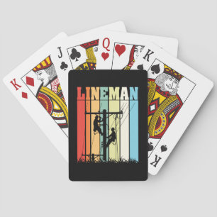 Vintage Lineman Retro Electrical Worker Gift Idea Playing Cards