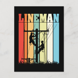 Vintage Lineman Retro Electrical Worker Gift Idea Postcard