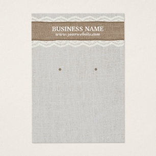 Vintage Linen Burlap & Lace Earring Display