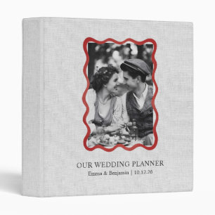 Vintage Linen Custom Couple Photo Wedding Planner Binder