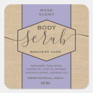 Vintage linen look  script body scrub label