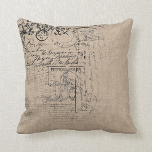 Vintage linen texture design throw pillow