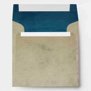 Vintage Linen with Blue Velvet Square Envelopes