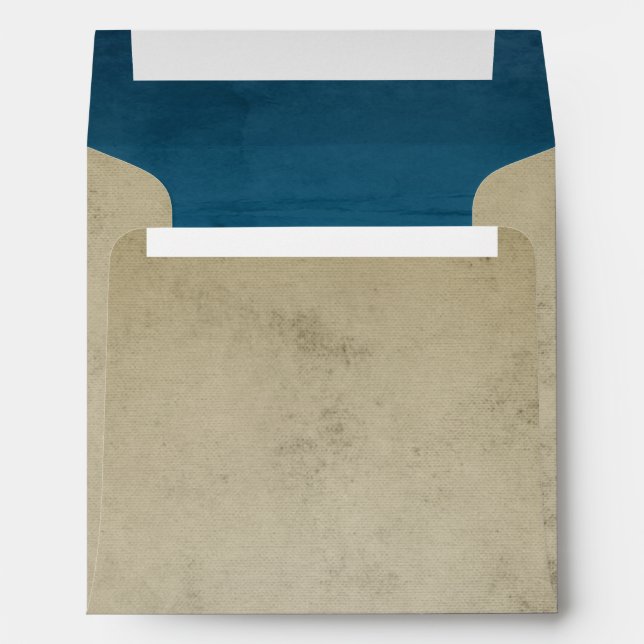 Vintage Linen with Blue Velvet Square Envelopes (Back (Bottom))