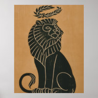 Vintage Lion Art Deco Illustration (1917)