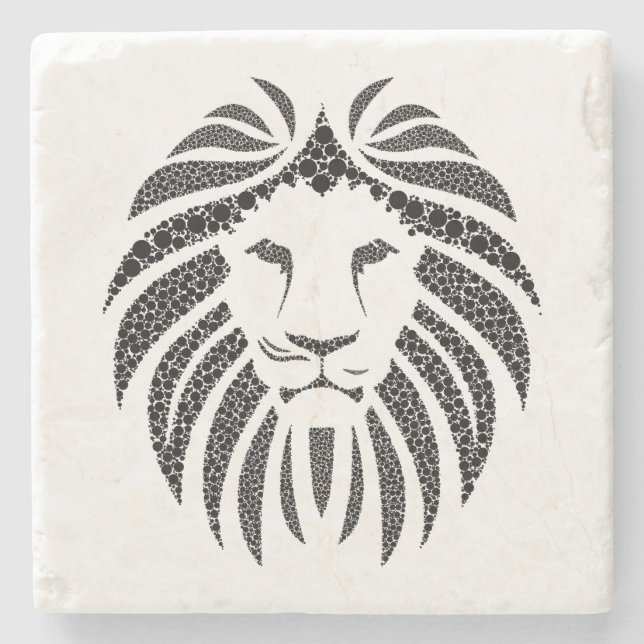 Vintage Lion Illustration Stone Stone Coaster (Front)