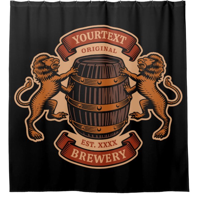 Vintage Lion Oak Barrel Personalized Brewery Beer  (Front)