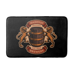 Vintage Lion Oak Barrel Personalized Brewery Beer Bath Mat