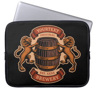 Vintage Lion Oak Barrel Personalized Brewery Beer  Laptop Sleeve