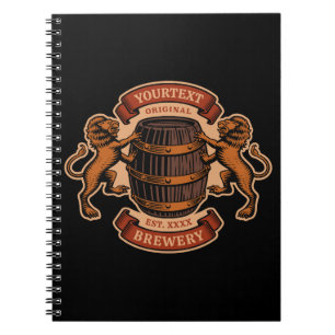 Vintage Lion Oak Barrel Personalized Brewery Beer Notebook
