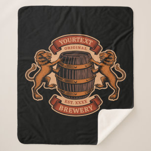 Vintage Lion Oak Barrel Personalized Brewery Beer  Sherpa Blanket
