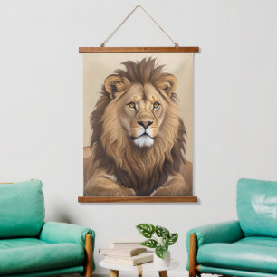 Vintage Lion Painting Hanging Tapestry