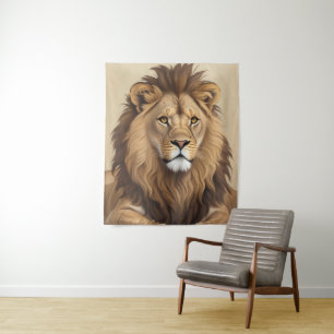 Vintage Lion Painting Tapestry