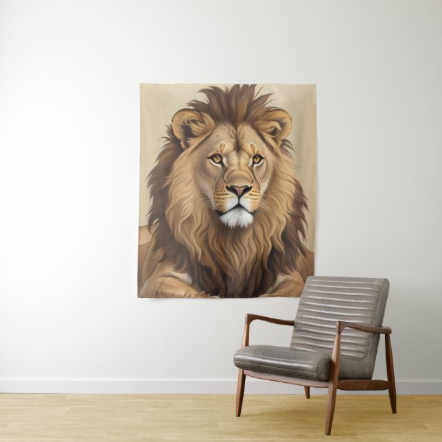 Vintage Lion Painting    Tapestry (In Situ)