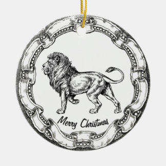 Vintage Lion Personalize Ceramic Ornament