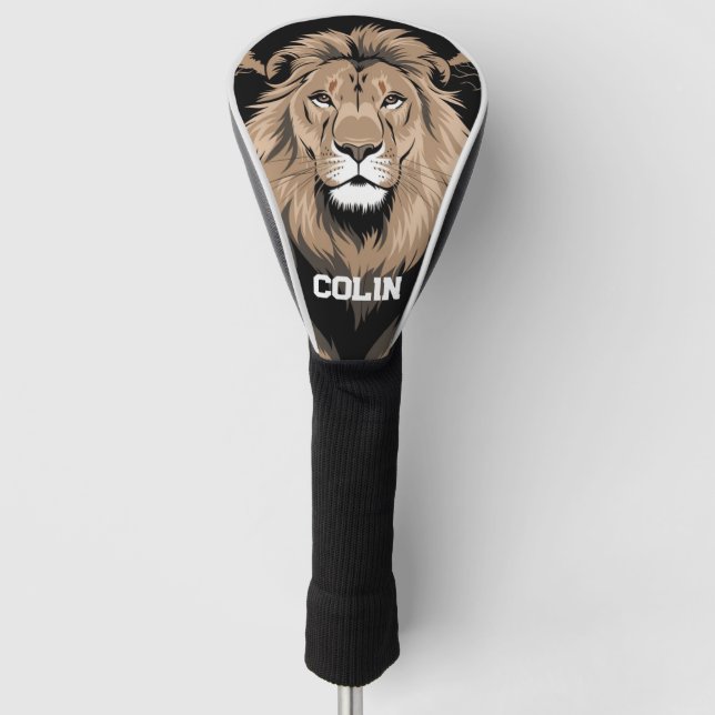 Vintage Lion Portrait Golf Head Cover (Front)