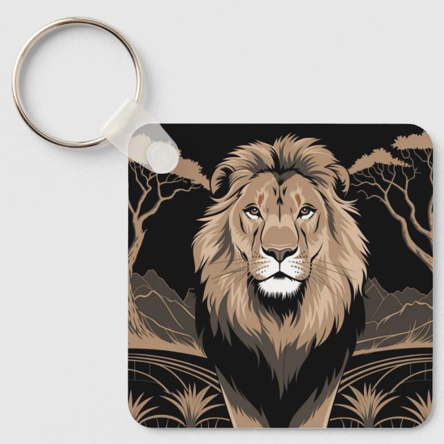 Vintage Lion Portrait Keychain (Front)