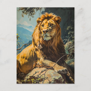 Vintage Lion Portrait Postcard