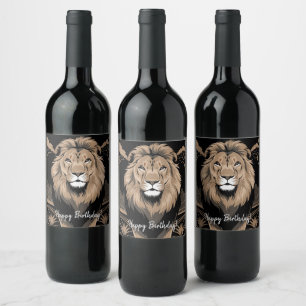 Vintage Lion Portrait Wine Label