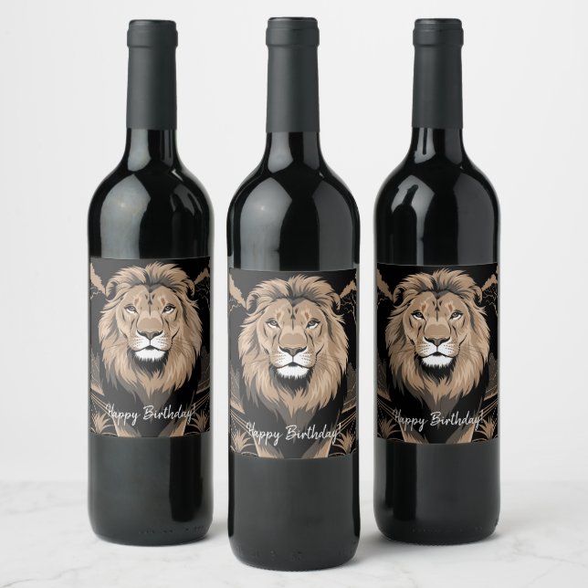 Vintage Lion Portrait Wine Label (Bottles)