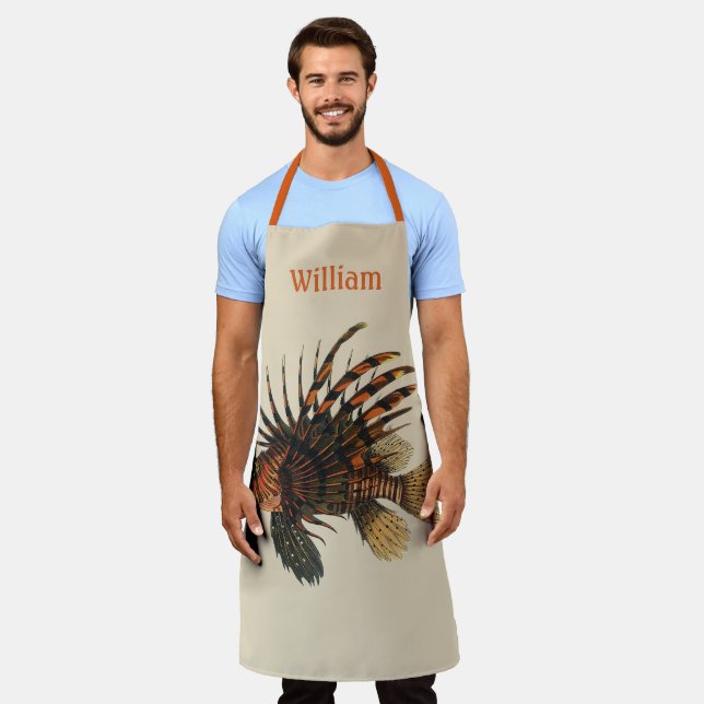 Vintage Lionfish Fish, Marine Ocean Life Animal Apron (Worn)