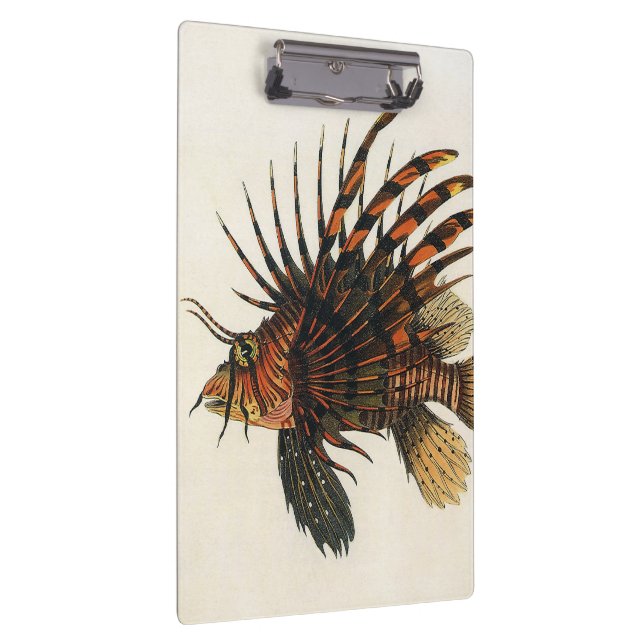 Vintage Lionfish Fish, Marine Ocean Life Animal Clipboard (Right)