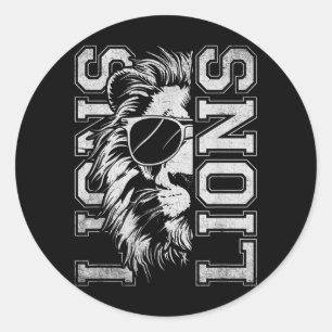 Vintage Lions School Sports Fan Team Spirit Mascot Classic Round Sticker
