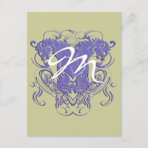 Vintage Lions with Swirls 4 Heads and Circle Swirl Postcard