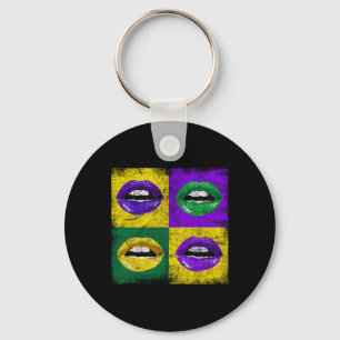 Vintage Lips Girls Ladies New Orleans Mardi Gras Keychain