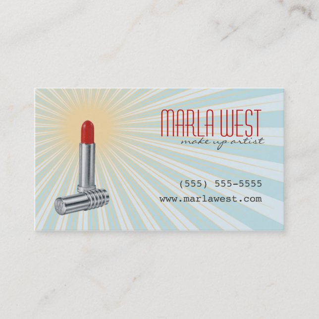 Vintage Lipstick Retro Makeup Artist Business Card (Front)