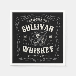 Vintage Liquor ADD NAME Old Grim Reaper Whiskey   Napkin