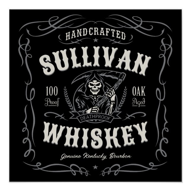 Vintage Liquor ADD NAME Old Grim Reaper Whiskey   Poster (Front)