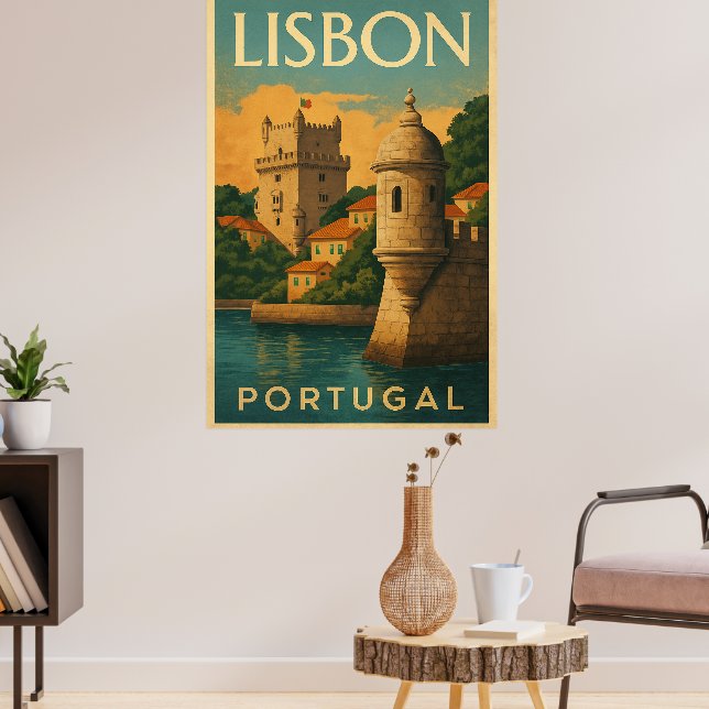 Vintage Lisbon Portugal Poster (Living Room 3)