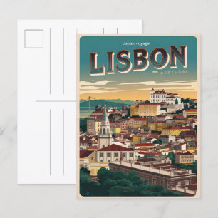 Vintage lisbon portugal travel gifts and souvenirs postcard
