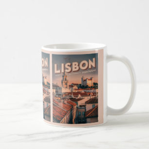 Vintage lisbon skyline portugal travel gifts coffee mug