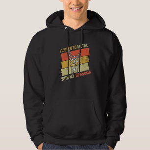 Vintage Listen Metal With Grandmom Rock Music Love Hoodie