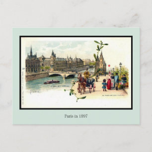 Vintage litho Paris in 1897 6 of 6 Postcard