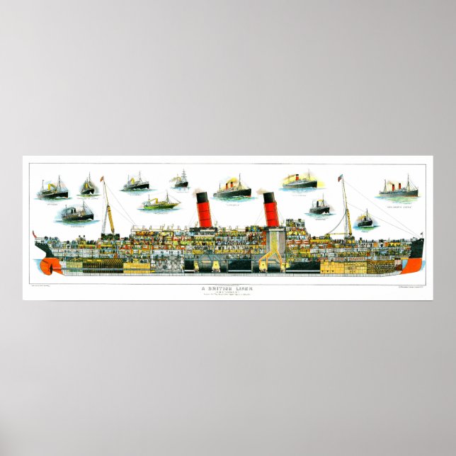 Vintage Lithograph British Ocean Liner RMS Caronia Poster (Front)