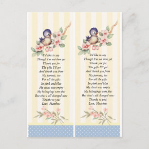 Vintage Little Bird Baby Shower Custom Favour Tag Postcard