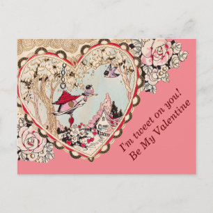 Vintage Little Birds Tweet Valentines Carte postal