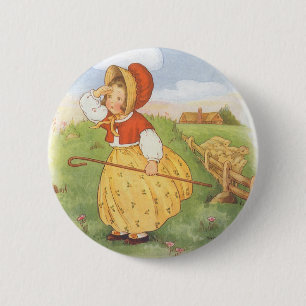 Vintage Little Bo Peep Mother Goose Nursery Rhyme 2 Inch Round Button