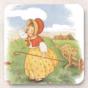 Vintage Little Bo Peep Mother Goose Nursery Rhyme Coaster