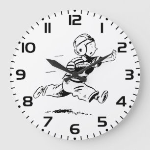 Vintage Little Boy Running Back American Football Large Clock