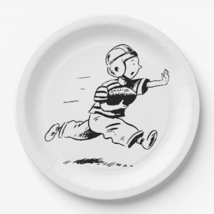 Vintage Little Boy Running Back American Football Paper Plate