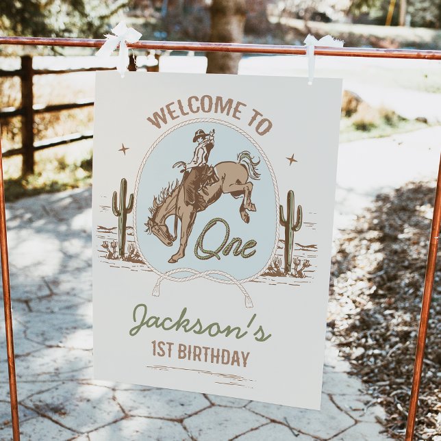 Vintage Little Buckaroo 1st Birthday Welcome Sign (Buckaroo 1st Birthday Party Welcome Sign, Vintage Cowboy Birthday Welcome Poster, Western Wild West)