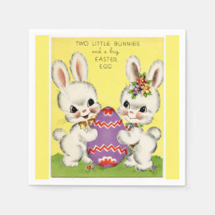Vintage Little Bunnies and Easter Egg Yellow Napkin