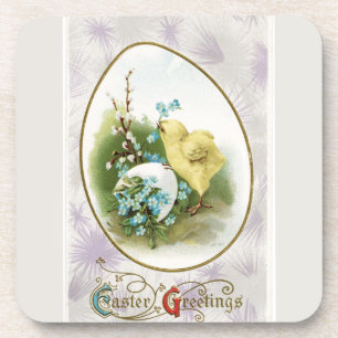 Vintage Little Chick and Easter Egg Coaster