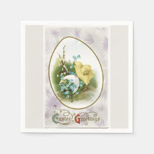 Vintage Little Chick and Egg Easter Paper Napkin