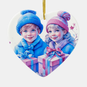 Vintage Little Children Christmas Personalized Ceramic Ornament