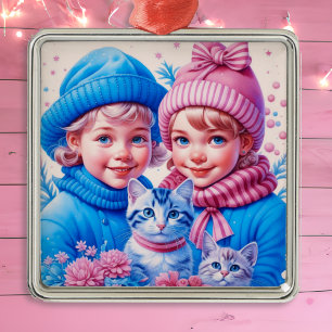 Vintage Little Children Christmas Personalized Metal Ornament